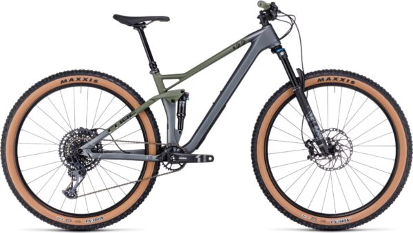 VTT Tout-Suspendu Cube Stereo One22 HPC TM Sram GX/NX Eagle 12V 29'' Gris Flash Vert Olive 2023